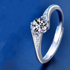 925 Sterling Silver Crystal Stone Adjustable Ring Women Engagement Jewellery UK