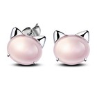 Moonstone Cat Pendant Necklace Stud Earrings 925 Sterling Silver Women Jewellery