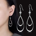 925 Sterling Silver Hollow Water Drop Shaped Hook Earrings Women Girls Jewellery