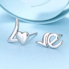 925 Sterling Silver Written Love Heart Stud Earrings Womens Girls Jewellery Gift