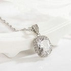 Crystal Square Pendant Chain Necklace 925 Sterling Silver Jewellery Gift UK