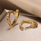 Women Girls Crystal Love Heart Hoop Earrings 18K Gold Plated Jewellery Gift UK