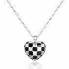 925 Sterling Silver Checkerboard Heart Pendant Necklace Women Jewellery Gift UK