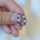 925 Sterling Silver Blue Crystal Hoop Earrings Jewellery Women Girls Gift UK