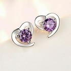 925 Sterling Silver Crystal Heart Stud Earrings Womens Girls valentine's Gift