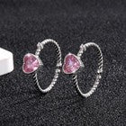 925 Sterling Silver Pink Crystal Heart Adjustable Ring Women Jewellery Gift