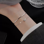 925 Sterling Silver Crystal Double Layer Fashion Charm Bracelet Women Jewellery
