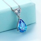 925 Sterling Silver Crystal Heart Water Drop Pendant Necklace Womens Jewellery
