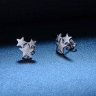 925 Sterling Silver Triple Star Linked Stud Earrings Women Girls Jewellery Gift