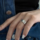 Vintage Cute Gingerbread Man Adjustable Ring 925 Sterling Silver Women Jewellery