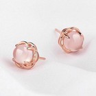 Women 925 Sterling Silver Pink Crystal Rose Gold Stud Earrings Jewellery Gift