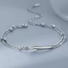 925 Sterling Silver Crystal Double Layer Fashion Bracelet Women Jewellery Gift