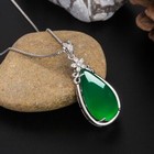 925 Sterling Silver Crystal Flower Jade Pendant Necklace Women Jewellery Gift UK