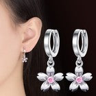 925 Sterling Silver Lovely Flower Hoop Earrings Women Girls Jewellery Gift