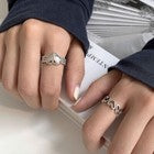 925 Sterling Silver Vintage Heart Adjustable Fashion Ring Women Girls Jewellery
