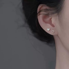 925 Sterling Silver Crystal Cute Heart Stud Earrings Jewellery Women Girls Gift