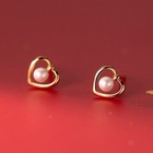 Lovely Heart Pearl Stud Earrings 925 Sterling Silver Women Girls Jewellery Gift