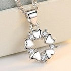 Crystal Heart Linked Charm Pendant Chain Necklace 925 Sterling Silver Jewellery
