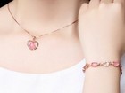 925 Sterling Silver Crystal Heart Moonstone Pendant Chain Necklace Jewellery