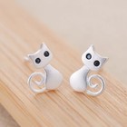 Cute Kitty Cat Stud Earrings 925 Sterling Silver Women Girls Jewellery Gift UK