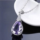 Crystal Water Drop Pendant Chain Necklace 925 Sterling Silver Women Jewellery UK