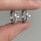 Crystal Star Huggie Hoop Earrings 925 Sterling Silver Women Girls Jewellery