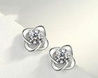 Crystal Swirl Stone Stud Earrings 925 Sterling Silver Women Girls Jewellery Gift