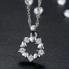 Crystal Heart Linked Charm Pendant Chain Necklace 925 Sterling Silver Jewellery