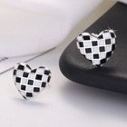 Checkerboard Heart Fashion Stud Earrings 925 Sterling Silver Women Jewellery UK