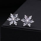 925 Sterling Silver Crystal Snowflake Stud Earrings Womens Girls Christmas Gift