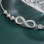 925 Sterling Silver Crystal Love Linked Charm Bracelet Women Jewellery Gift