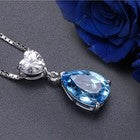 925 Sterling Silver Crystal Heart Water Drop Pendant Necklace Womens Jewellery