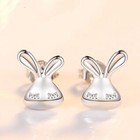 Fashion Cute Rabbit Stud Earrings 925 Sterling Silver Women Girls Jewellery Gift