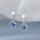 Women 925 Sterling Silver Flower Pearl Dangle Drop Stud Earrings Jewellery Gift