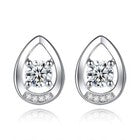 Crystal Water Drop Stud Earrings 925 Sterling Silver Women Girls Jewellery Gift