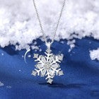Christmas Crystal SnowFlakes Necklace 925 Sterling Silver Women Jewellery Gift