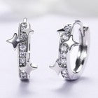 Crystal Star Huggie Hoop Earrings 925 Sterling Silver Women Girls Jewellery