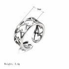 Vintage Love Heart Linked Adjustable Ring Silver Plated Women Girls Jewellery UK