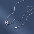 925 Sterling Silver Crystal Heart Linked Pendant Necklace Women Girls Jewellery