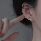 925 Sterling Silver Crystal Cute Heart Stud Earrings Jewellery Women Girls Gift