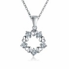Crystal Heart Linked Charm Pendant Chain Necklace 925 Sterling Silver Jewellery