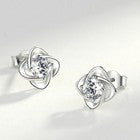 Crystal Swirl Stone Stud Earrings 925 Sterling Silver Women Girls Jewellery Gift