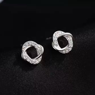 Crystal Swirl Fashion Stud Earrings Women 925 Sterling Silver Jewellery Gift