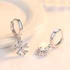 925 Sterling Silver Crytal Flower Hoop Earrings Women Girls Jewellery Gift