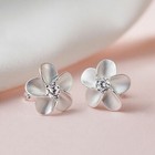 Women Crystal Flower Pendant Necklace Stud Earrings 925 Sterling Silver Jeweller