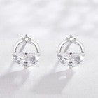 Women 925 Sterling Silver Crystal Circle Lake Stud Earrings Jewellery Gift