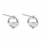Women 925 Sterling Silver Crystal Circle Lake Stud Earrings Jewellery Gift