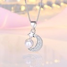 Moon Star Pearl Pendant Necklace Stud Earrings 925 Sterling Silver Jewellery UK