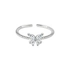 925 Sterling Silver Crystal Butterfly Adjustable Ring Women Girls Jewellery Gift