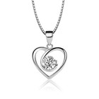 925 Sterling Silver Crystal Heart Swirl Pendant Necklace Women Girls Jewellery